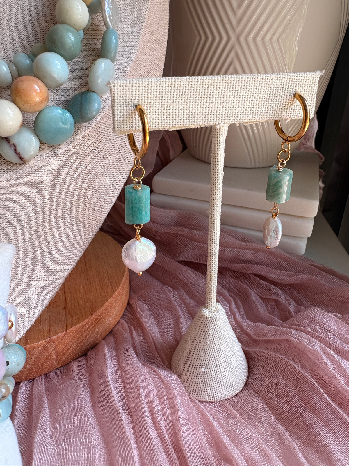 Sea Breeze Dangle Pearl Earrings - Sky’s Gem Box