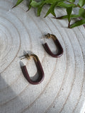 Brown an Gold U Bar Earrings