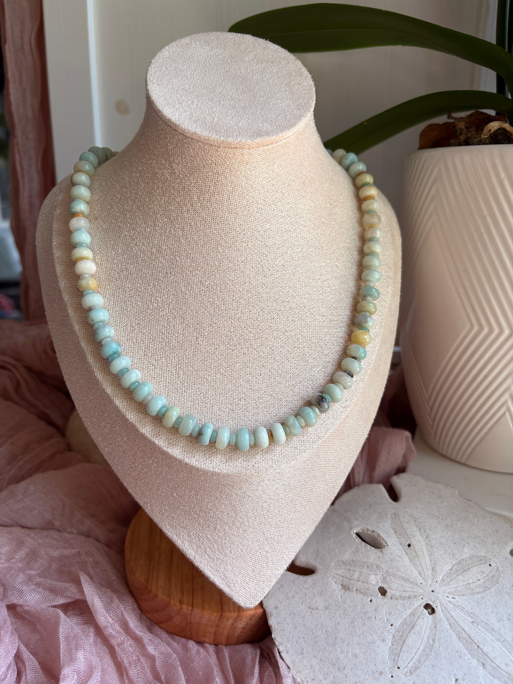 Sea Breeze Rondelle Amazonite Necklace - Sky’s Gem Box