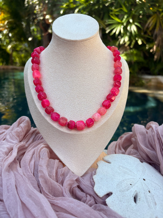 Chunky Pink Cubes Necklace