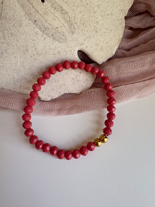 Kids- Cranberry Czech Glass Bracelet