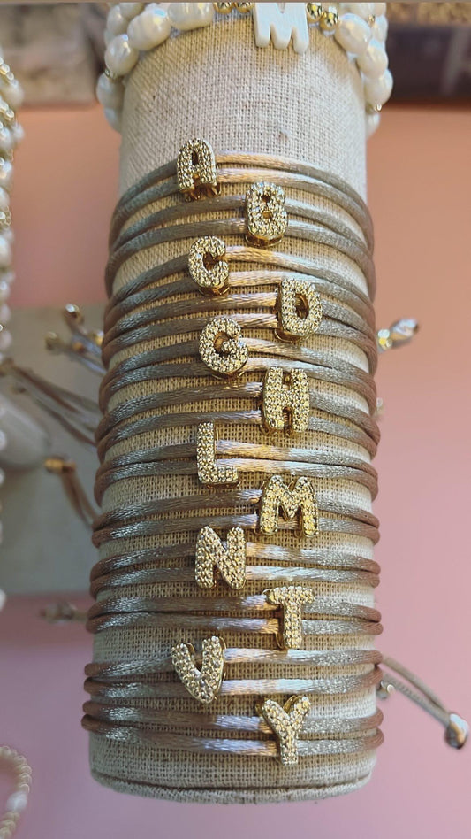 Gold Initial Cord Bracelet
