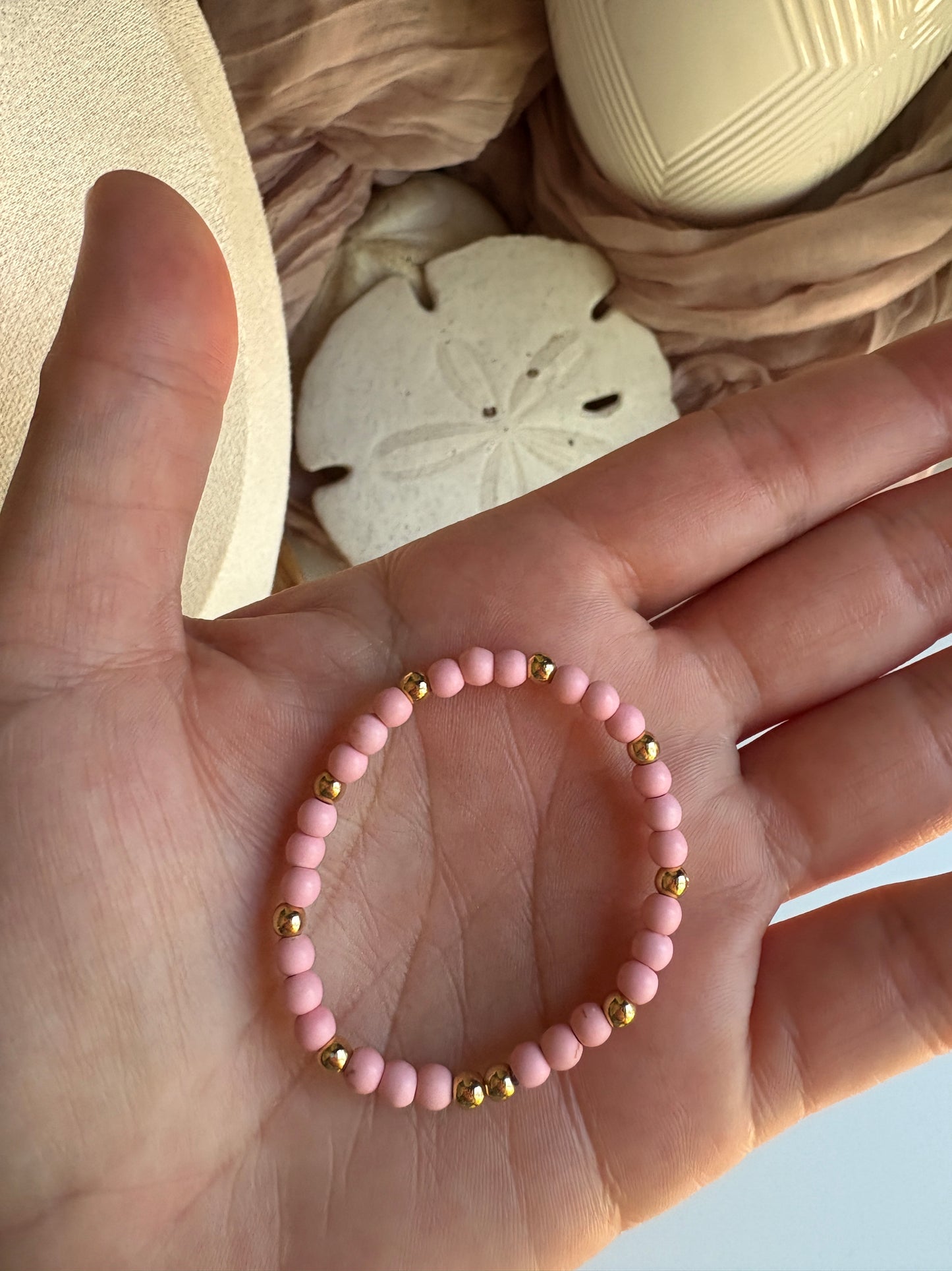 Kids- Pink & Gold Beaded Bracelet