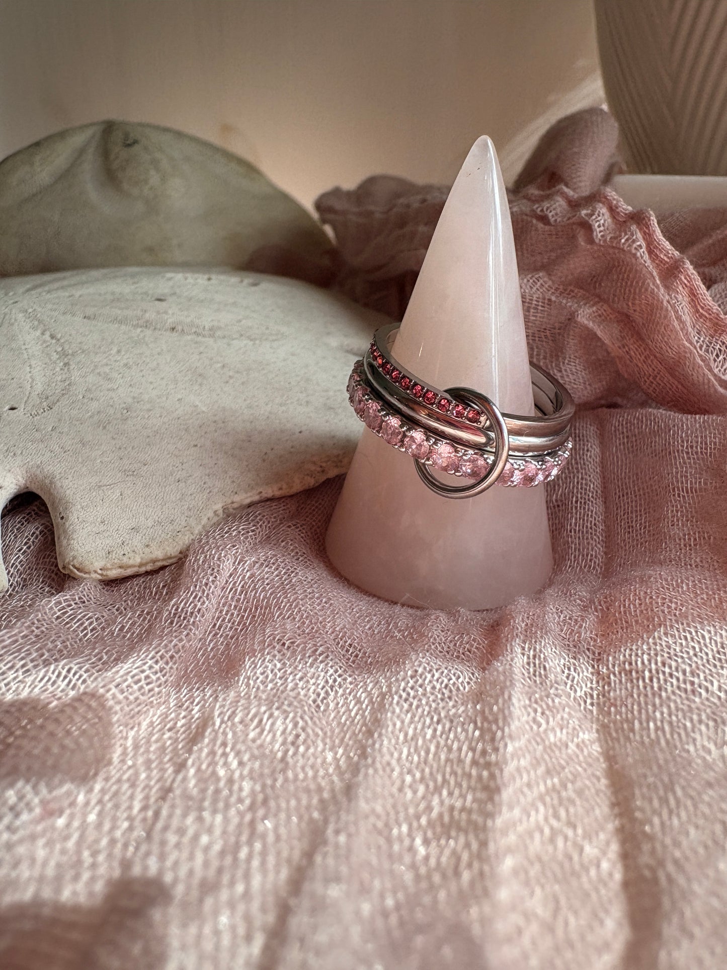 Silver Pink Loop Ring - Sky’s Gem Box