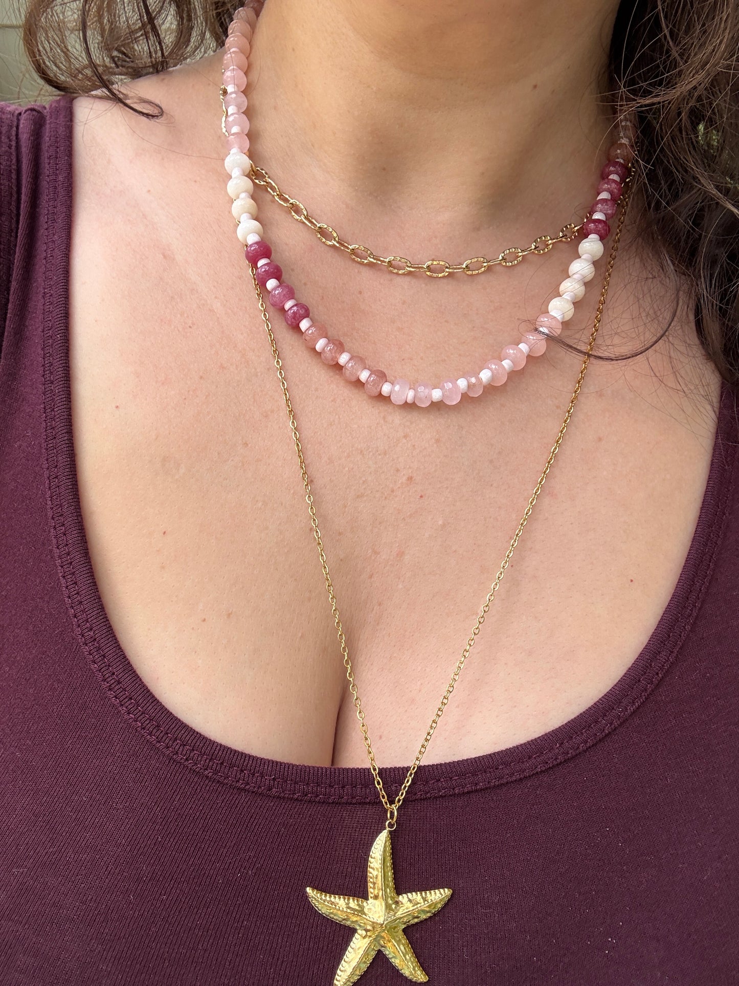 Pink Tones Agate Necklace
