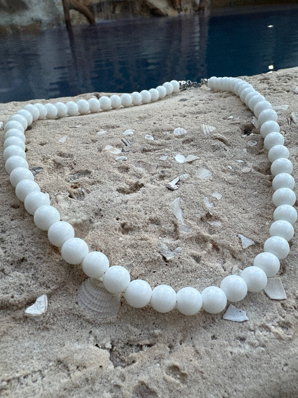 White Porcelain Beaded necklace - Sky’s Gem Box