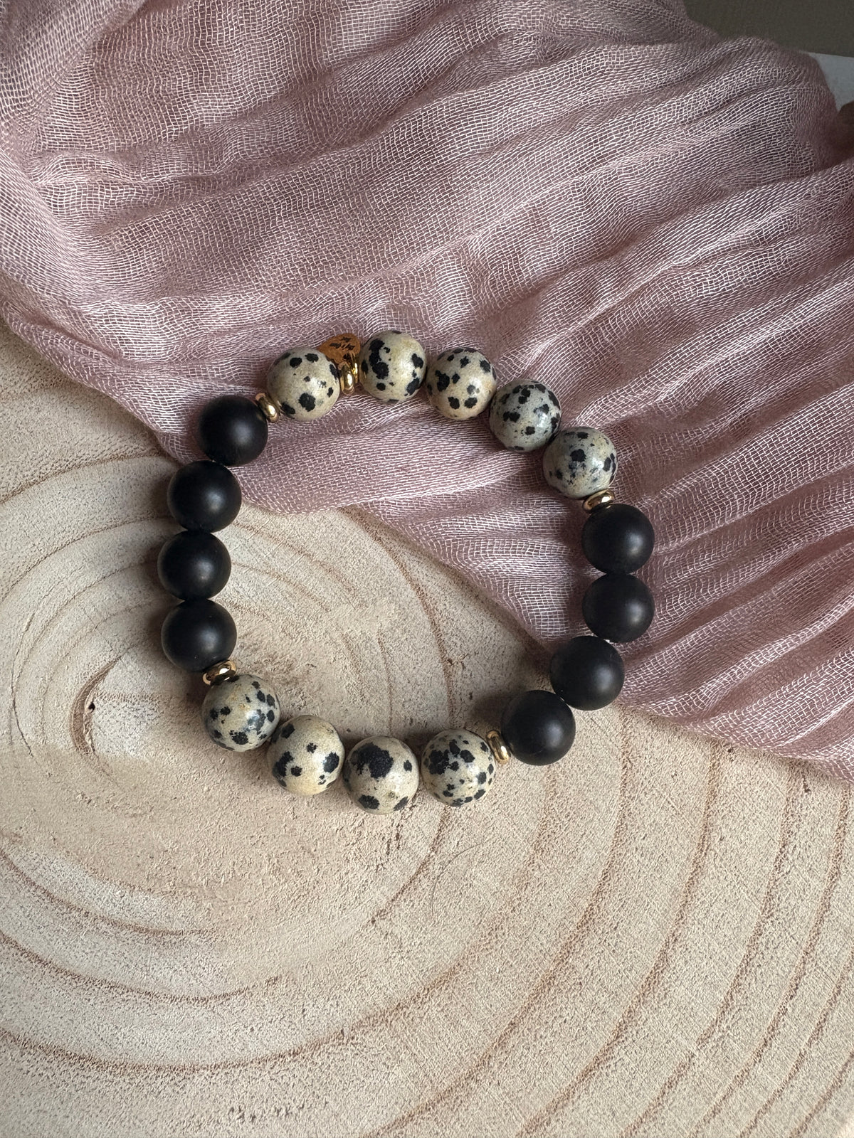 Dalmatian Jasper and Onyx Bracelet
