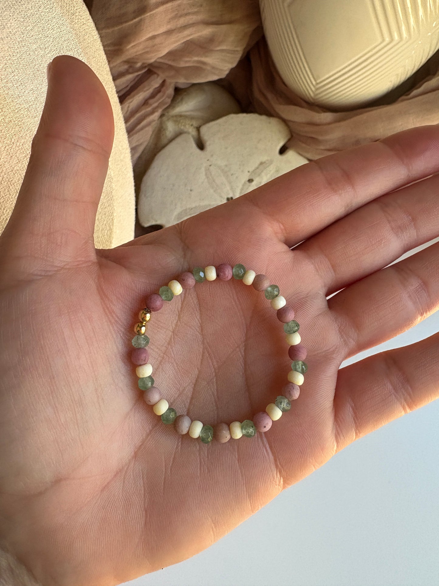 Kids- Agate & Rhodochrosite Beaded Bracelet