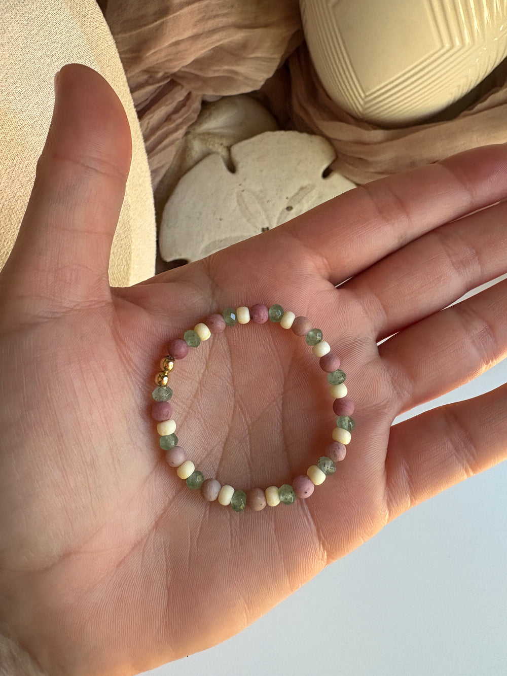 Kids- Agate & Rhodochrosite Beaded Bracelet - Sky’s Gem Box