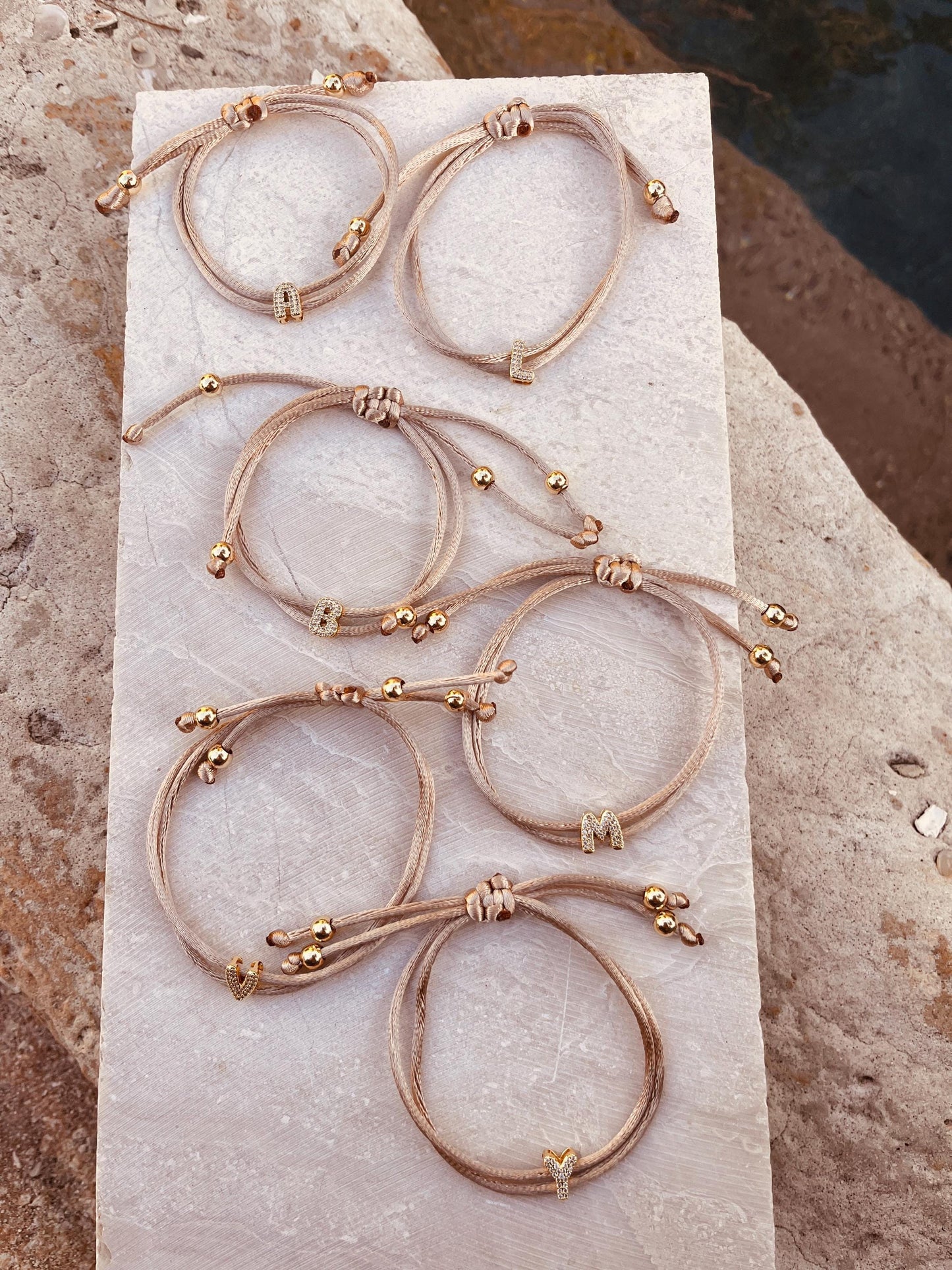 Gold Initial Cord Bracelet