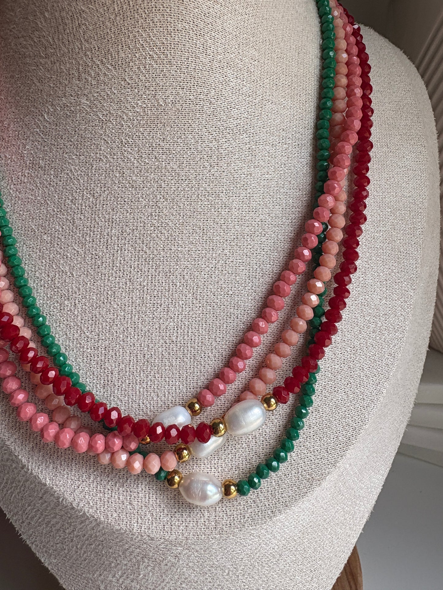Czech Glass Necklace with Single Pearl
