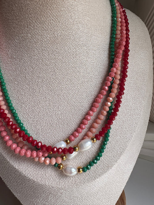 Czech Glass Necklace with Single Pearl