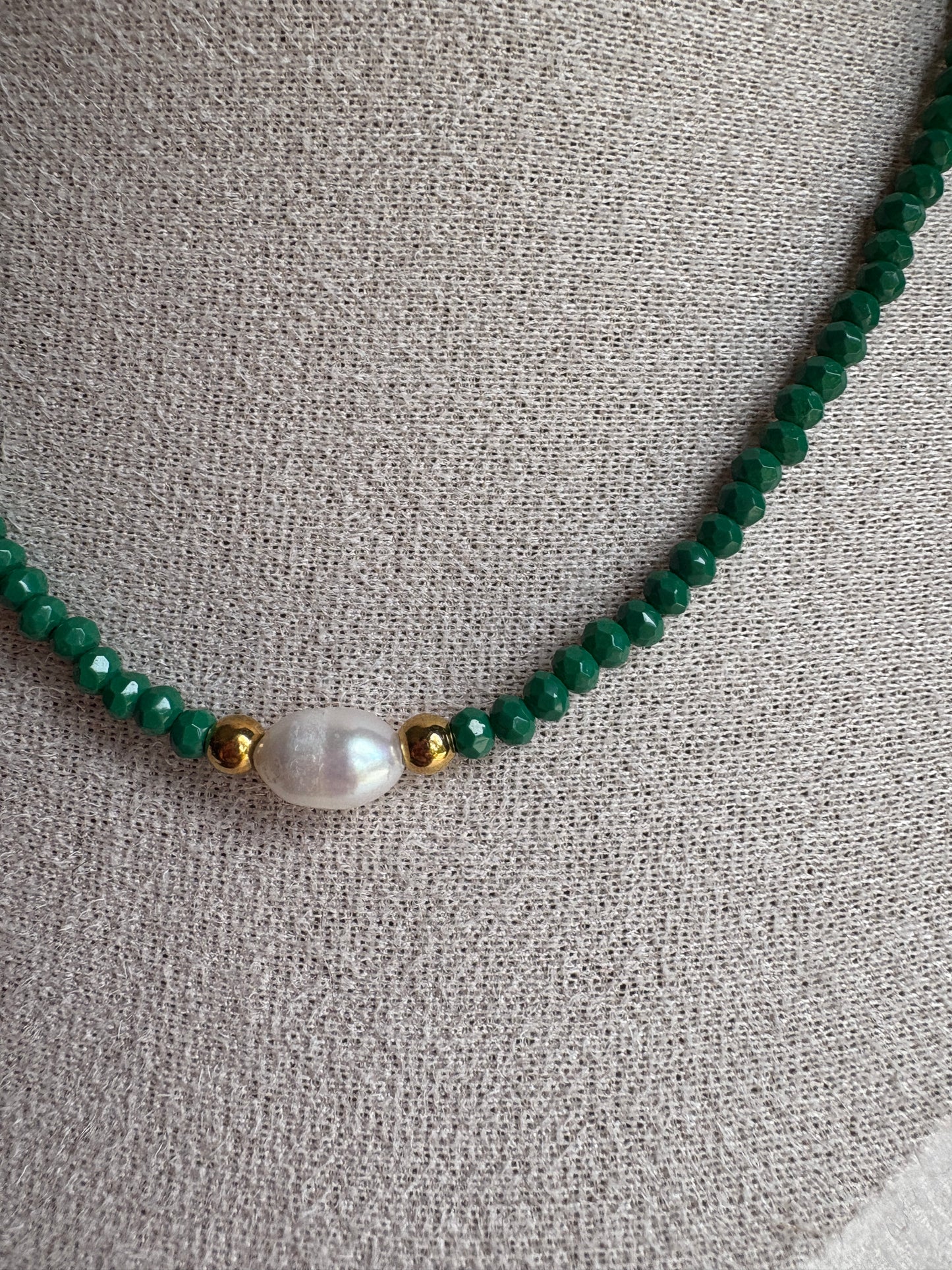 Czech Glass Necklace with Single Pearl