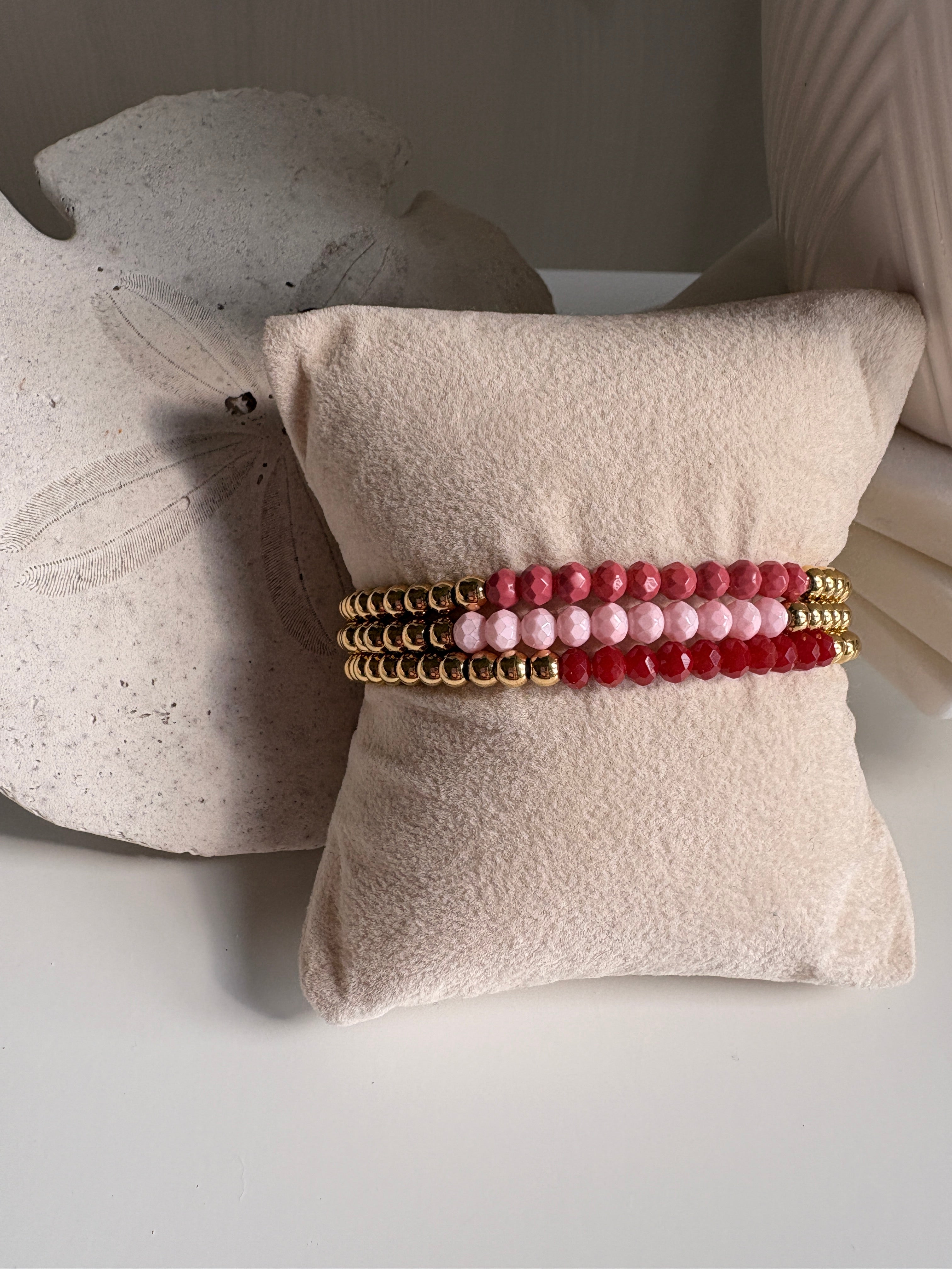 Valentine Bead Stack • Stainless Steel & Faceted Czech Glass Beads - Sky’s Gem Box