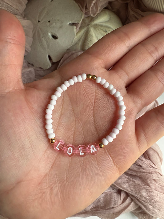 Kids- Pink on Pink Matte Name Bracelet