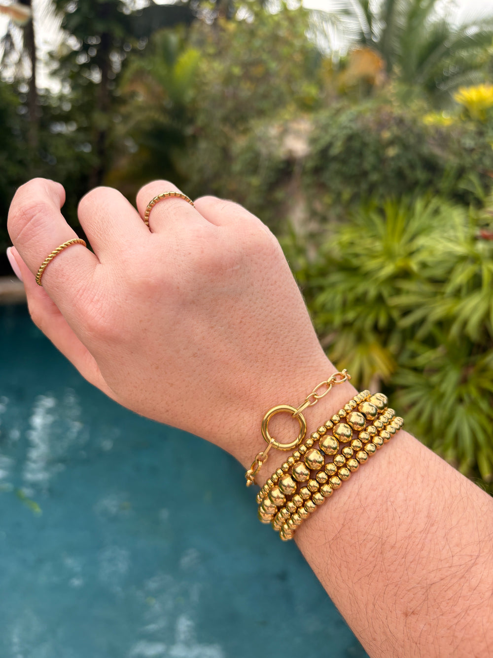 Gold Stainless Steel Beaded Bracelets - Sky’s Gem Box