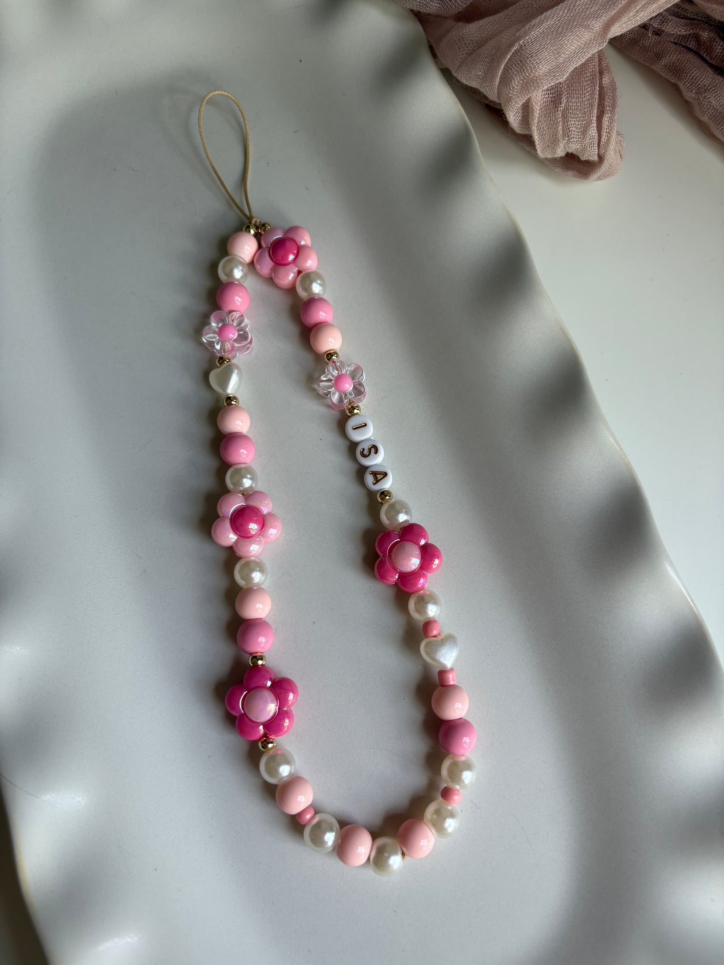 Pink Flowers Phone Strap