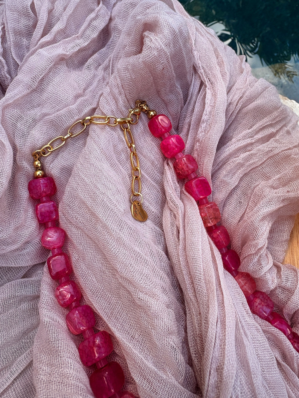 Chunky Pink Cubes Necklace - Sky’s Gem Box