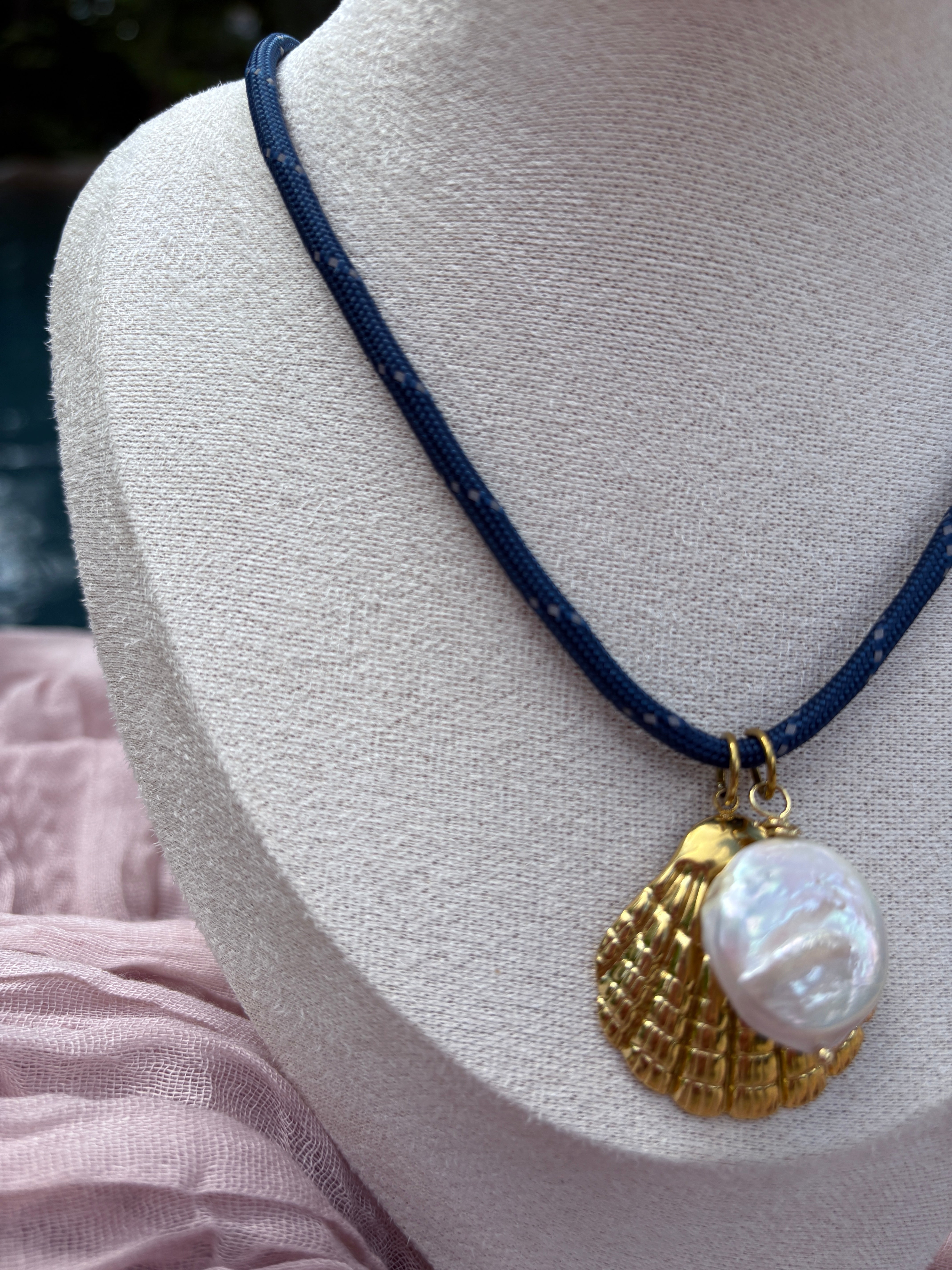 Navy Cord nautical charm necklace - Sky’s Gem Box