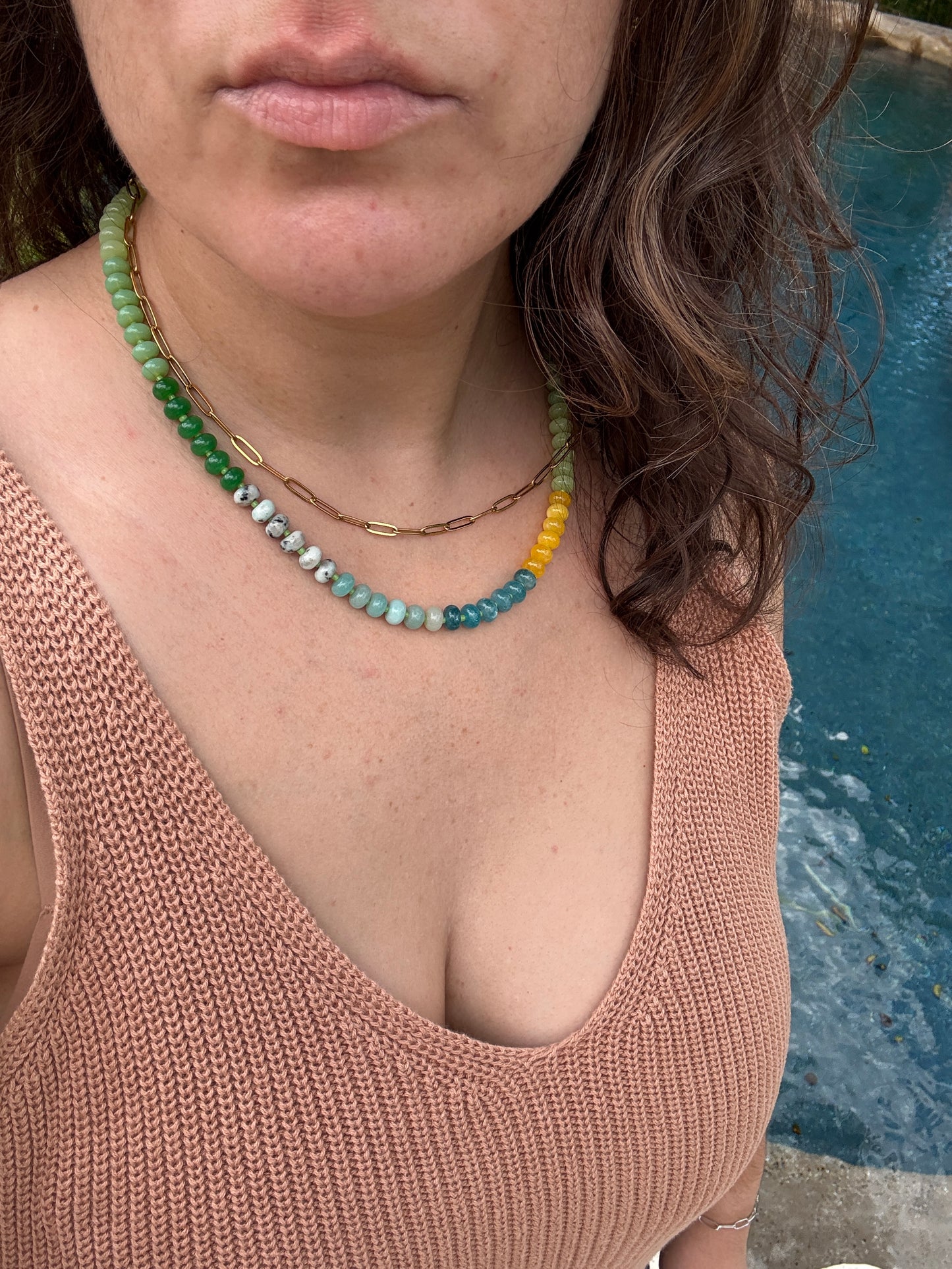 Green tones Agate Necklace 2