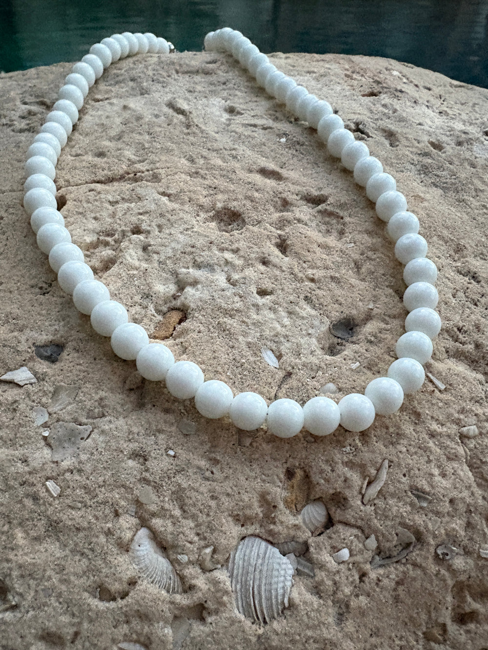 White Porcelain Beaded necklace - Sky’s Gem Box