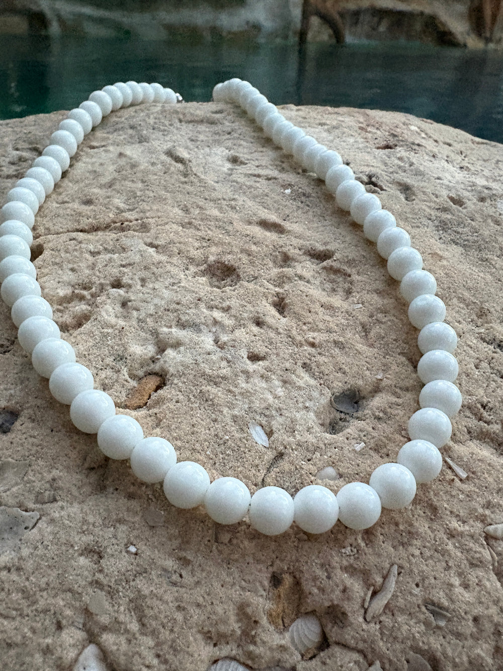 White Porcelain Beaded necklace - Sky’s Gem Box