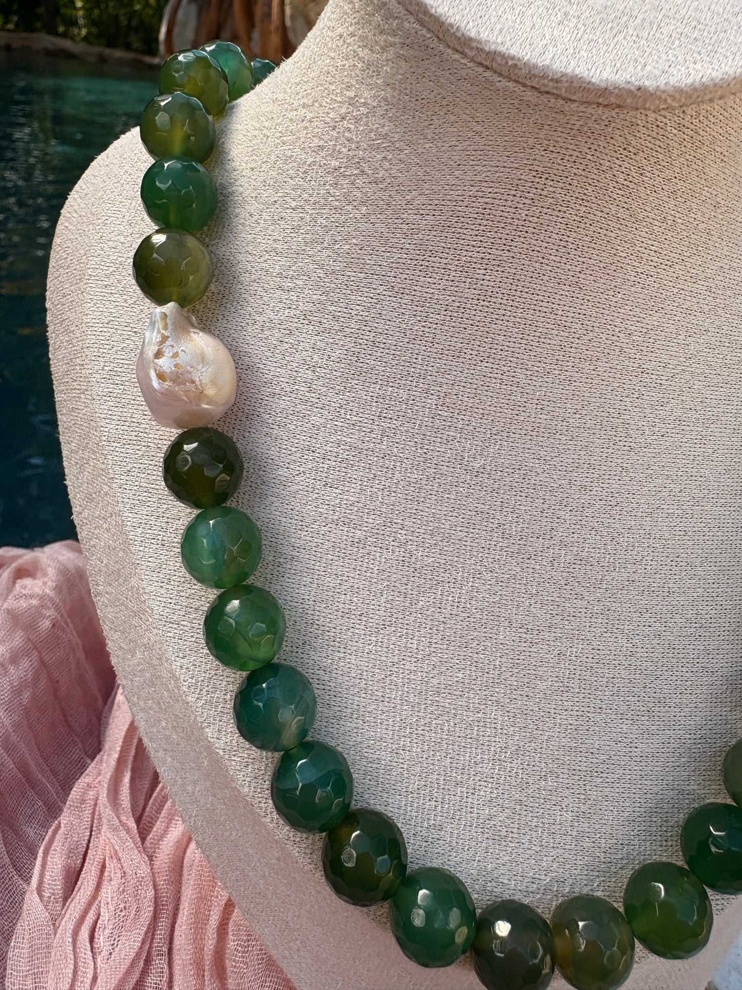 Dark Green Bubble Beads Necklace