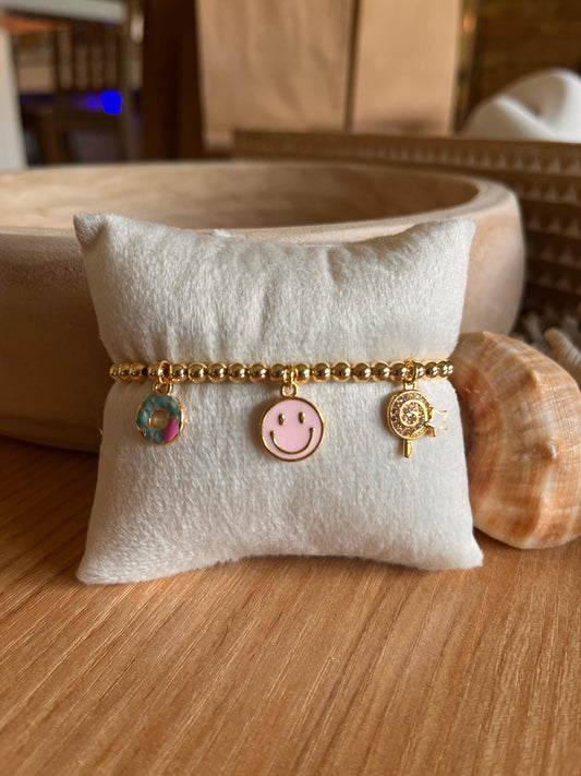 Elastic Beaded Charm Bracelet
