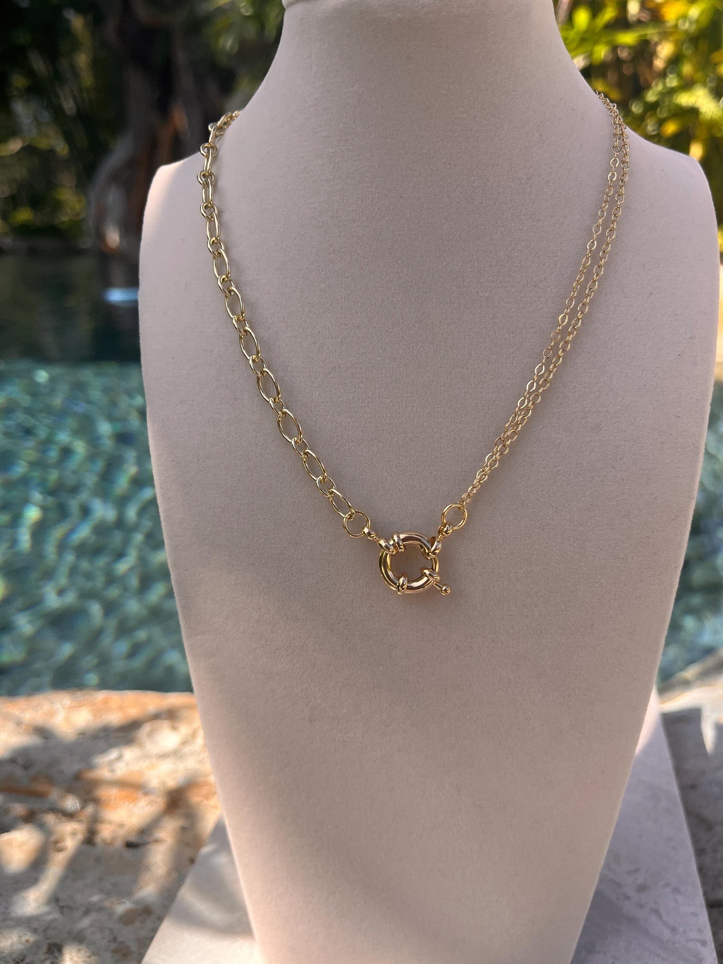 Mixed chain with spring ring clasp