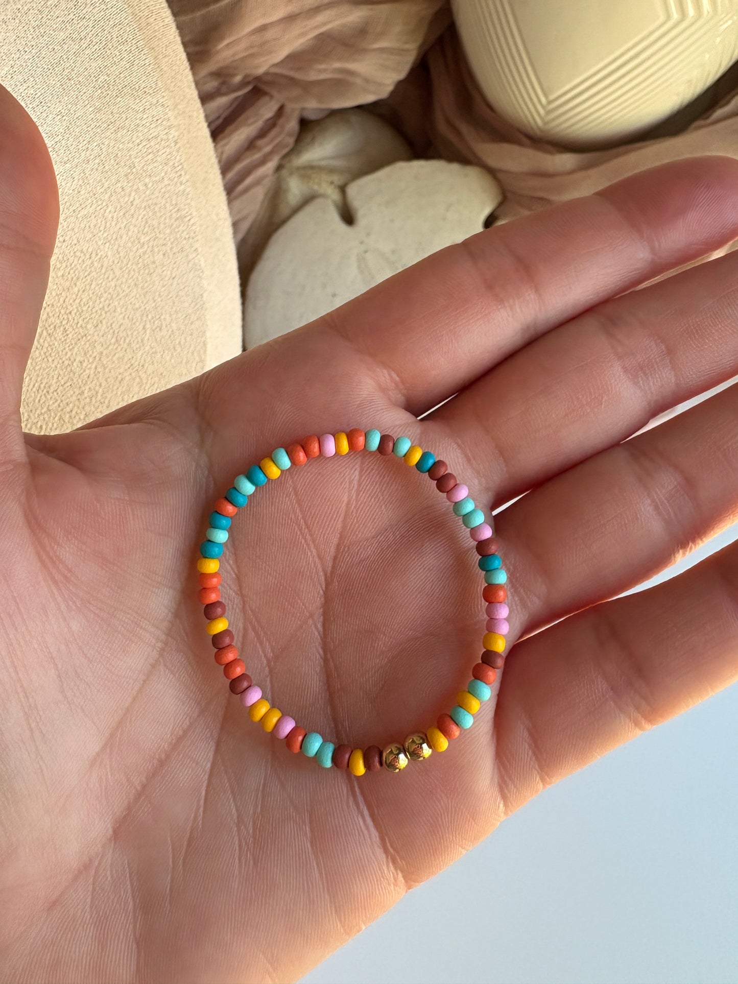 Kids- Colorful Matte Czech Glass Bead Bracelet