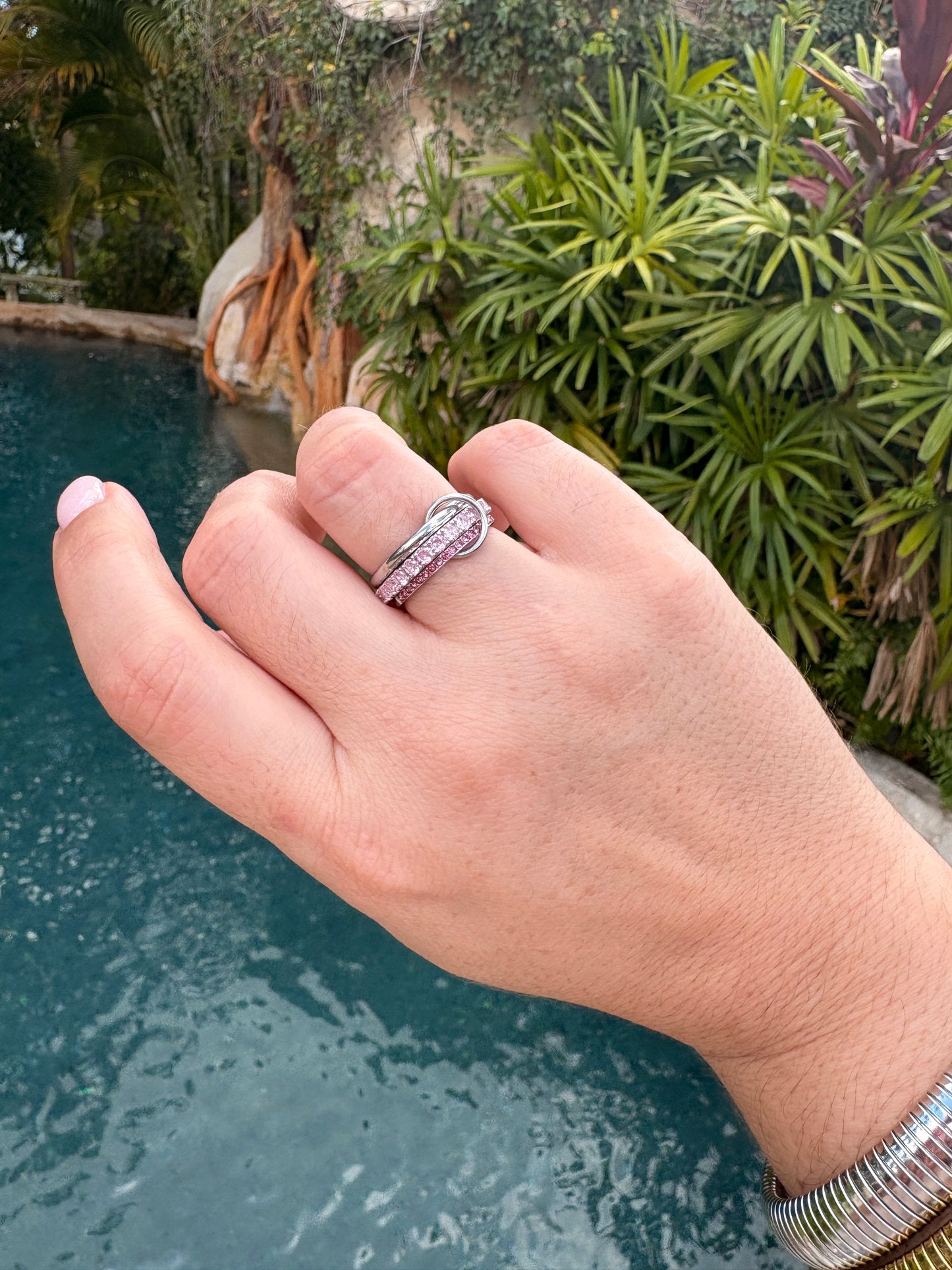 Silver Pink Loop Ring - Sky’s Gem Box