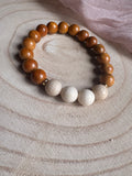 Warm Tone Wood and Fossil Jasper Bracelet