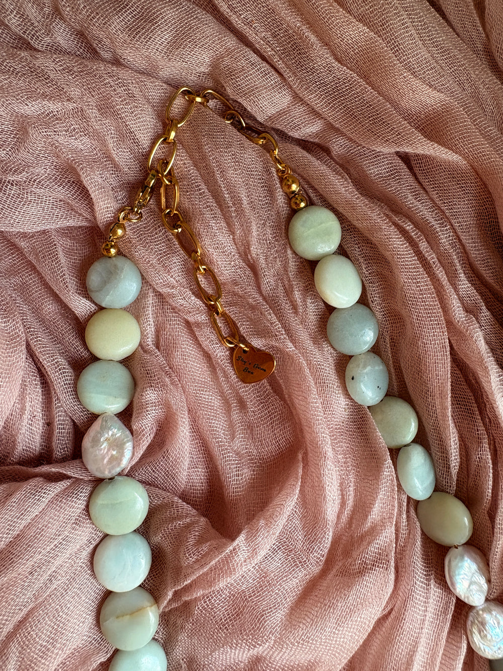 Sea Breeze Pearl & Coin Amazonite Necklace - Sky’s Gem Box