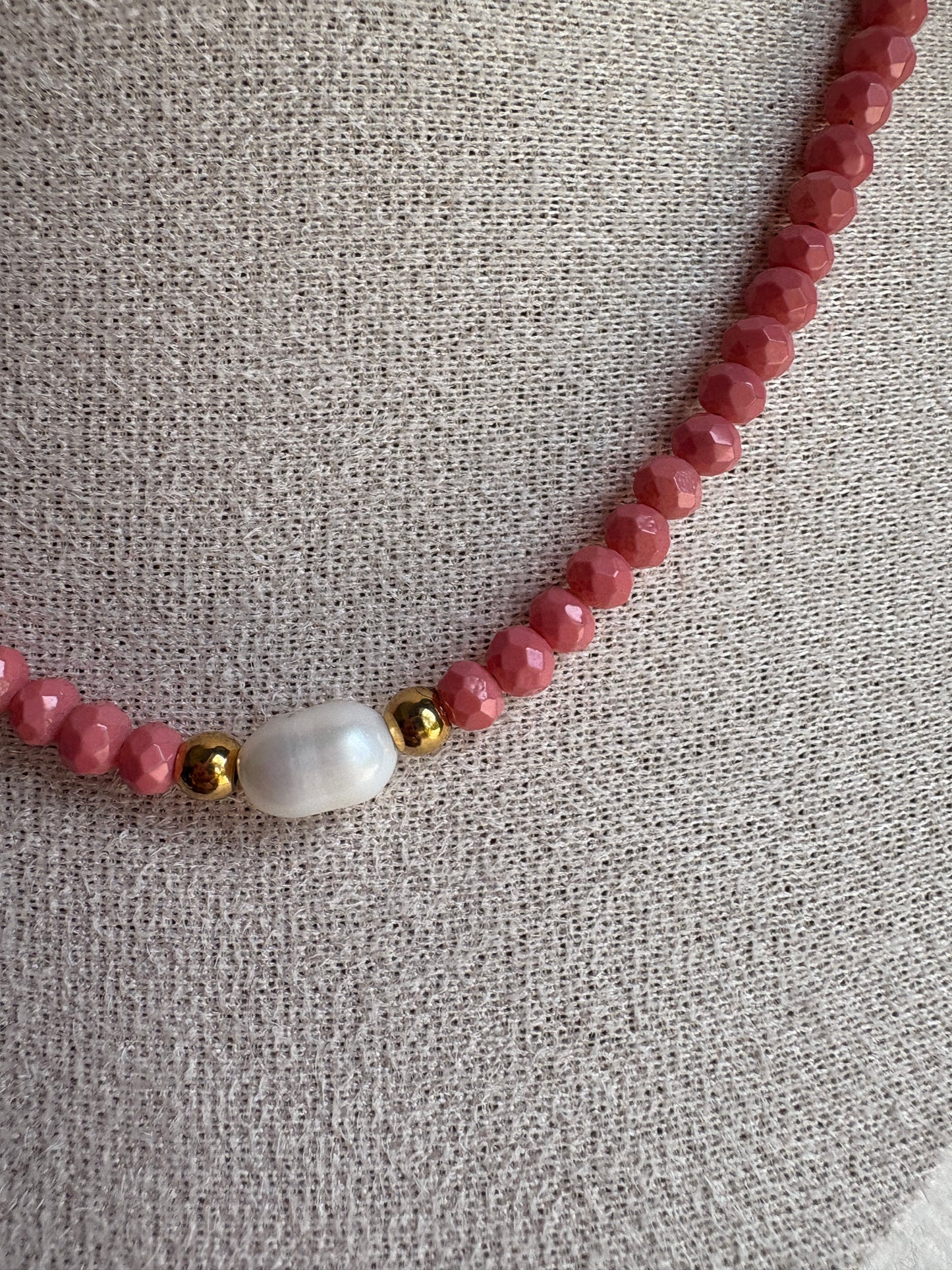 Czech Glass Necklace with Single Pearl