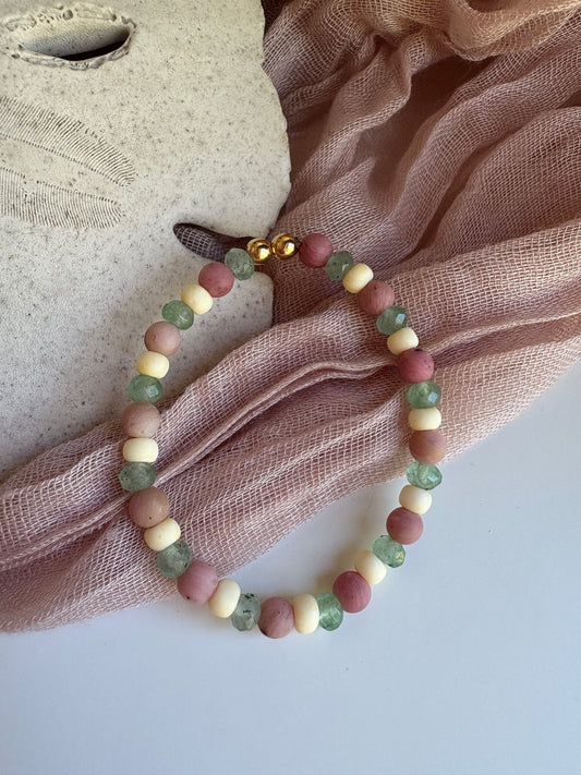 Kids- Agate & Rhodochrosite Beaded Bracelet