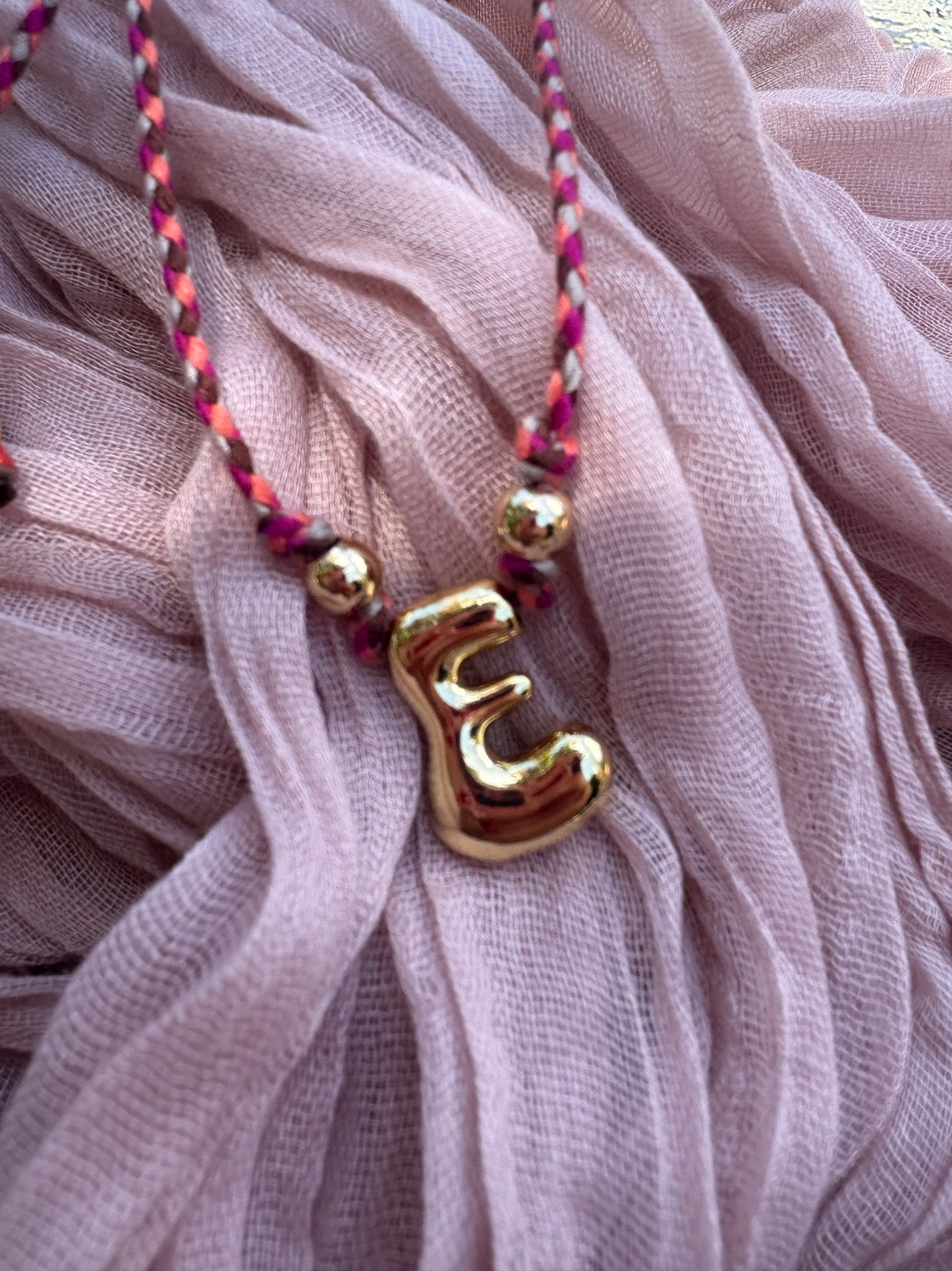 Bubble Letter Necklace on adjustable cord