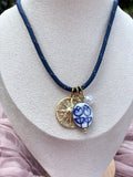 Navy Blue Cord 3 Charms Necklace - Sky’s Gem Box