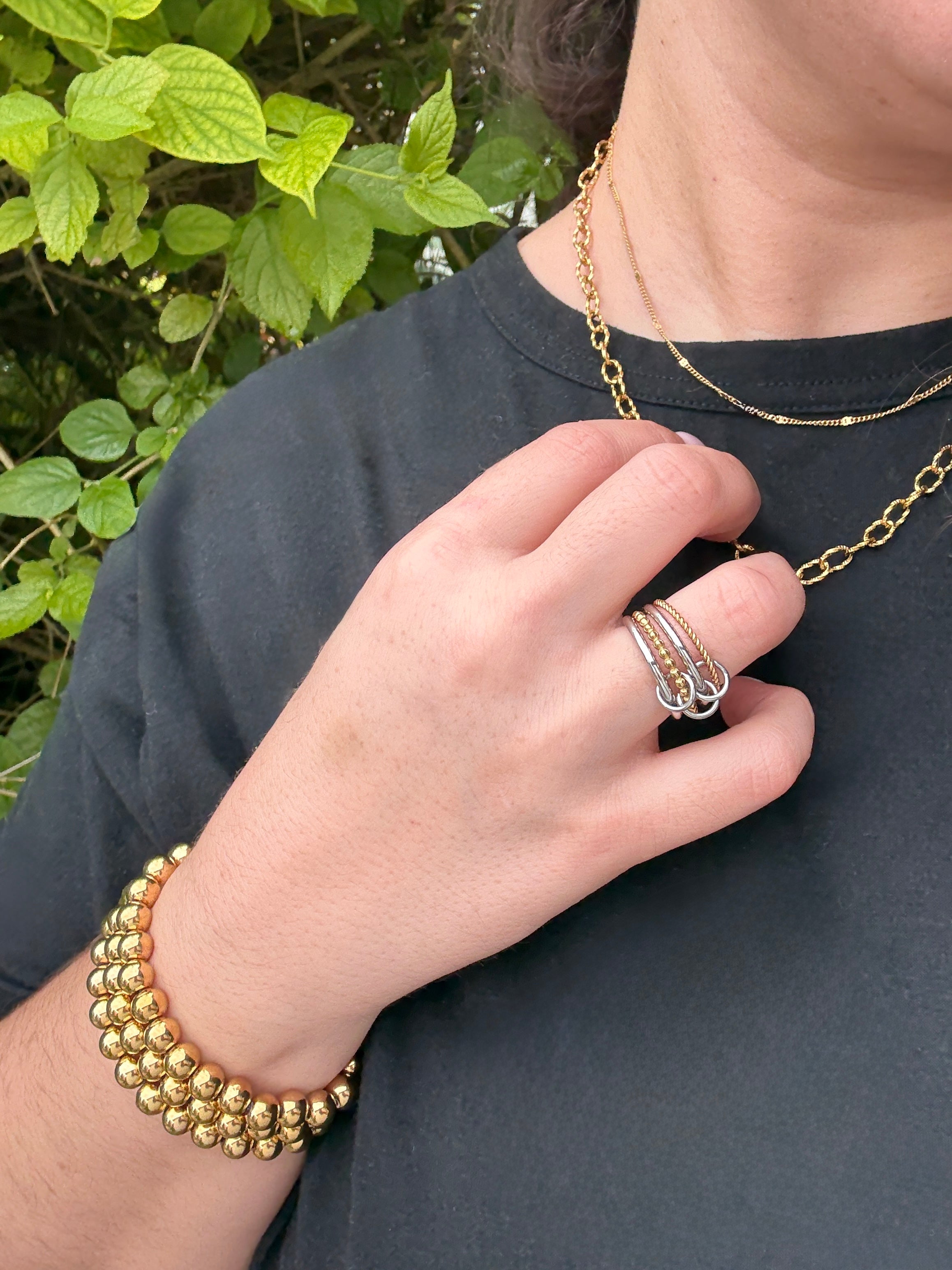 Stacked 2 Toned Loop Ring - Sky’s Gem Box