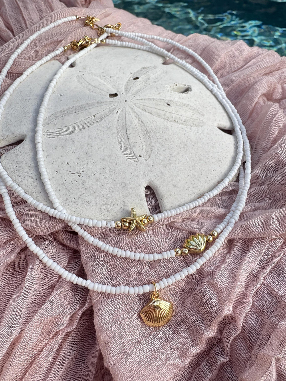 White seed bead seashell choker - Sky’s Gem Box