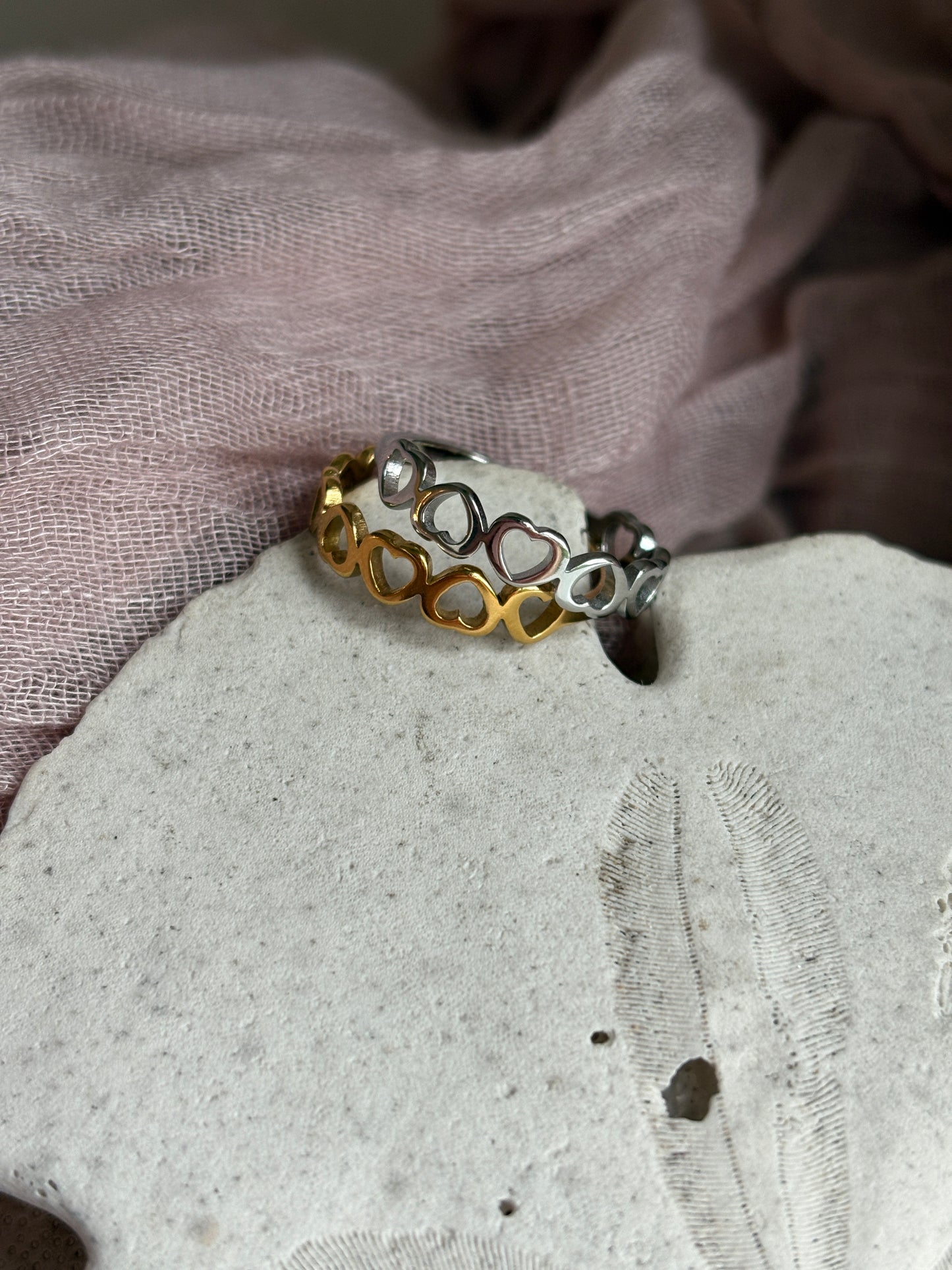 Alternating Heart Stacking Ring