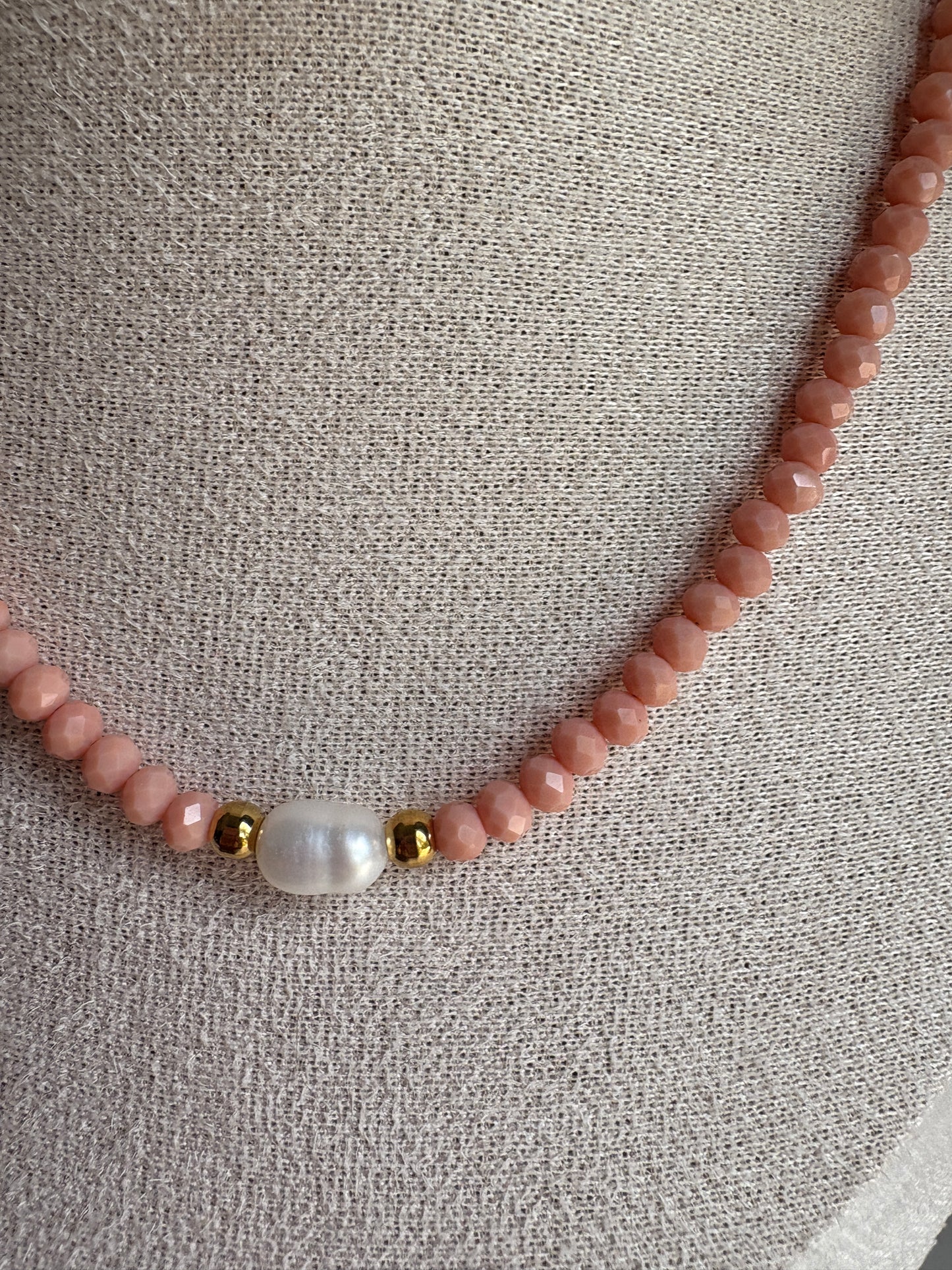 Czech Glass Necklace with Single Pearl