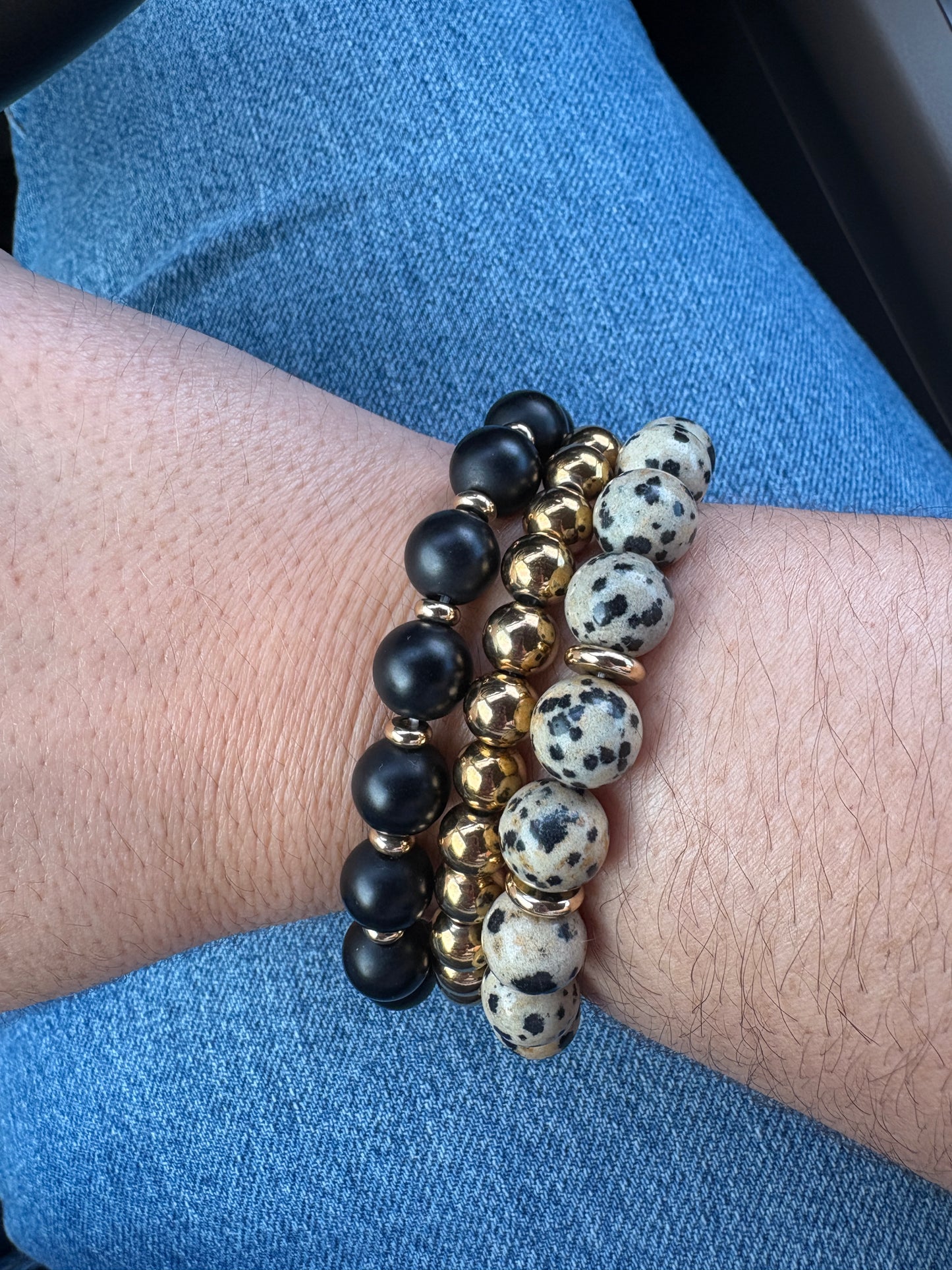 Dalmatian Jasper Beaded Bracelet