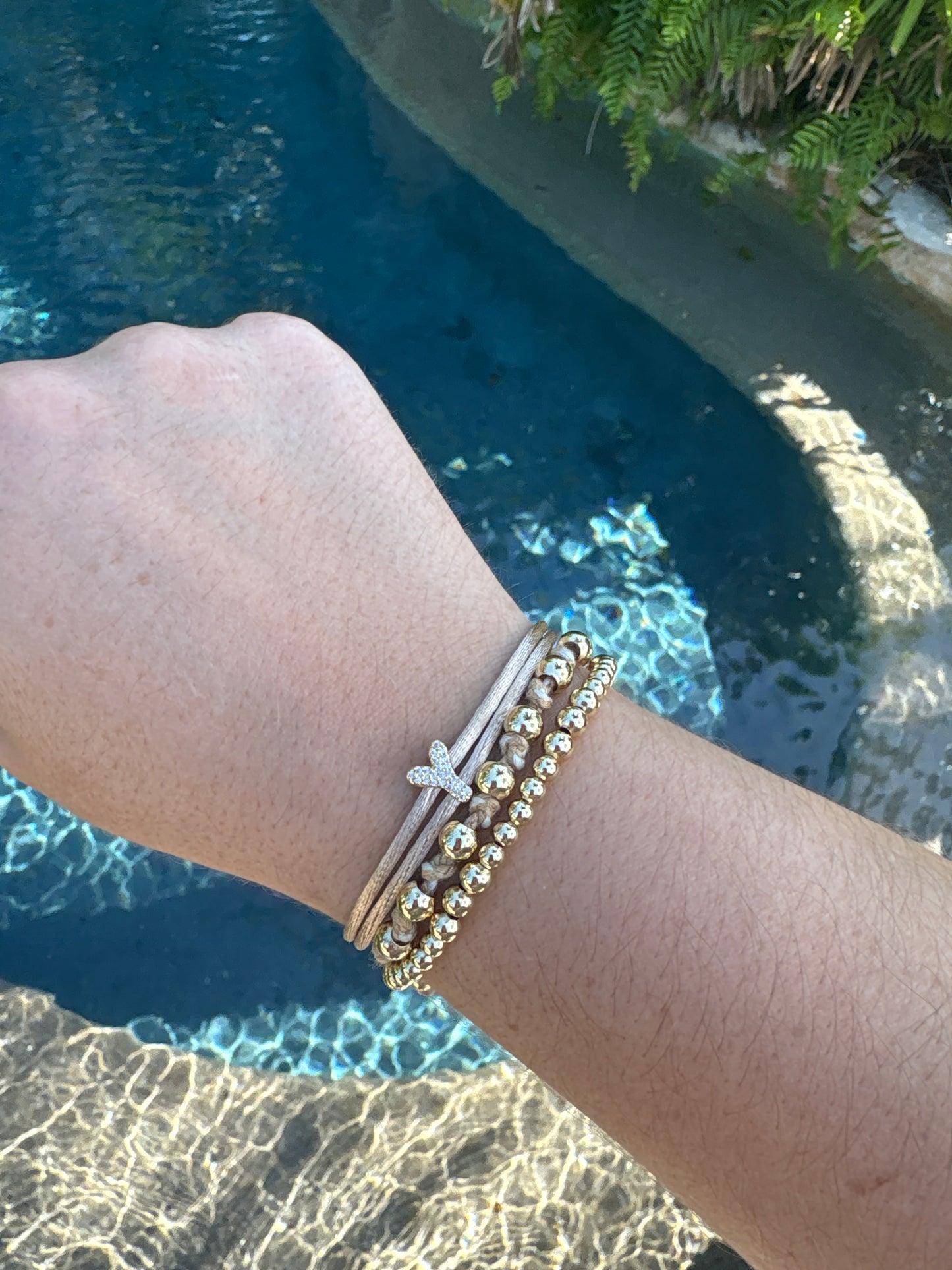 Gold Initial Cord Bracelet