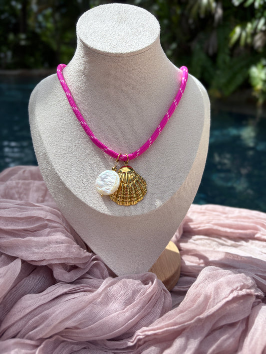 Hot Pink Cord Nautical Charm Necklace - Sky’s Gem Box