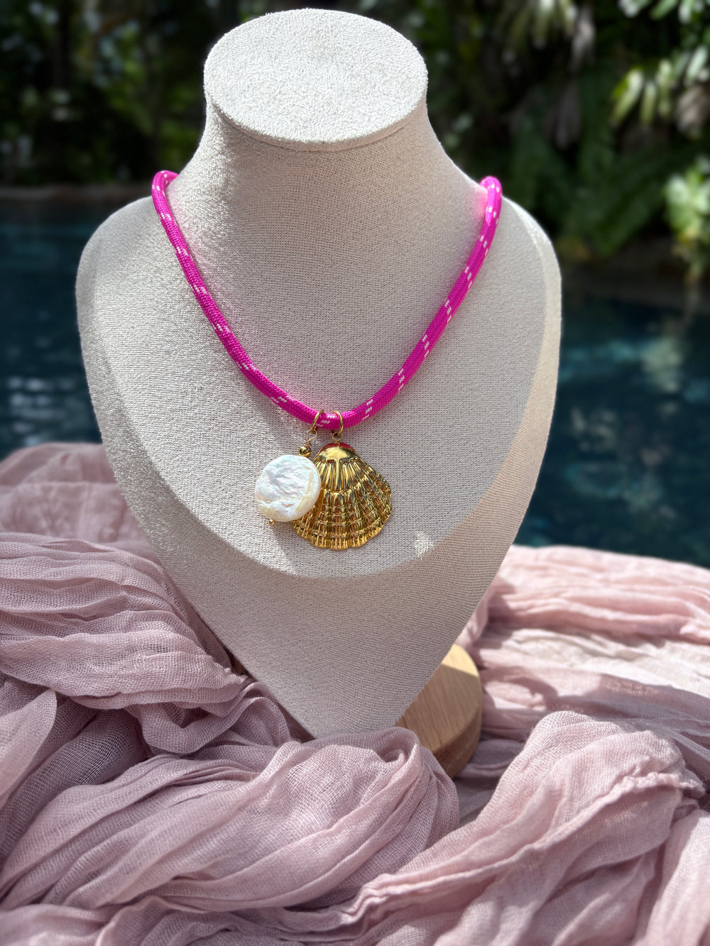 Hot Pink Cord Nautical Charm Necklace - Sky’s Gem Box