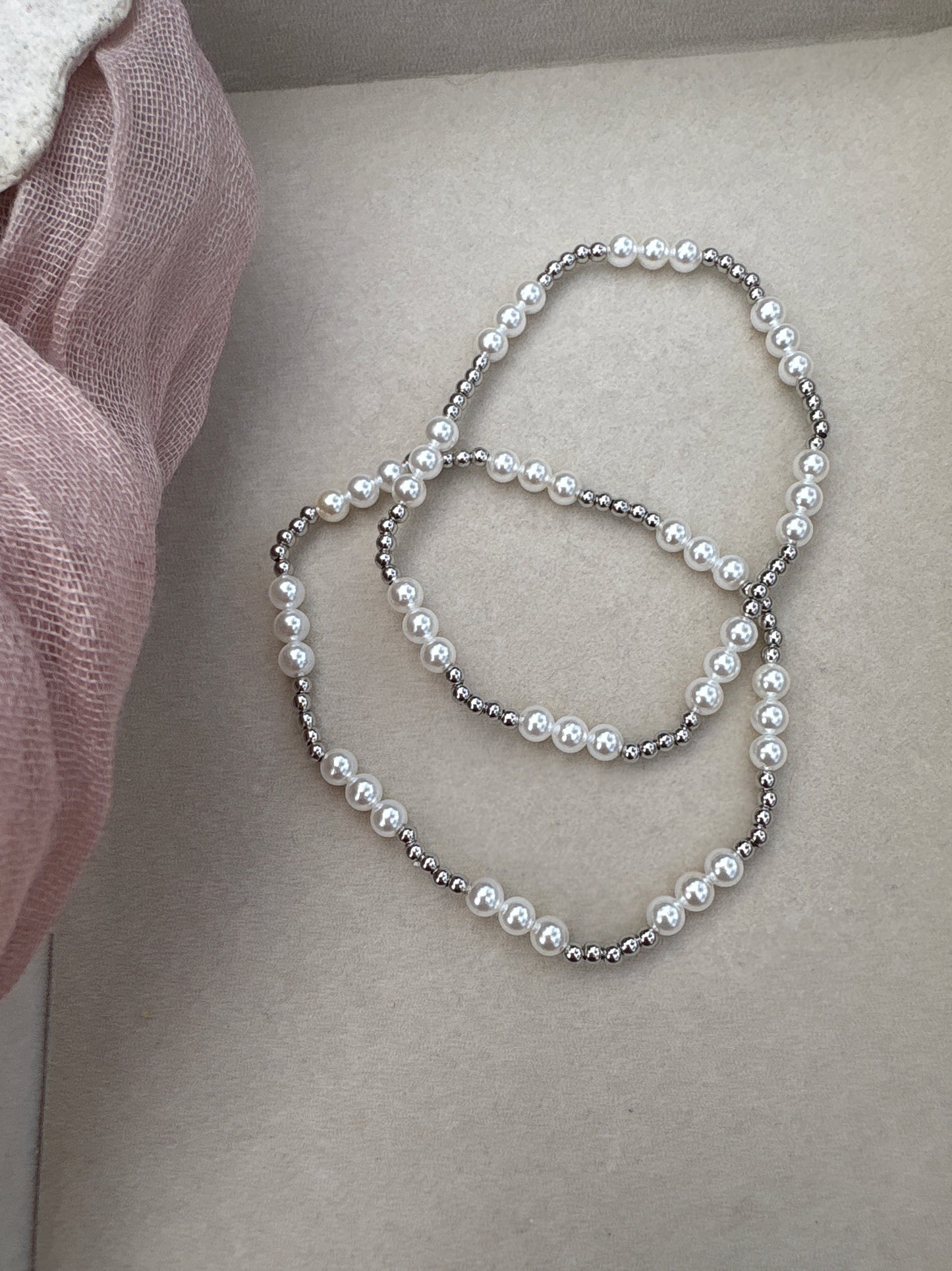 Small Triple Pearl Beaded Bracelet