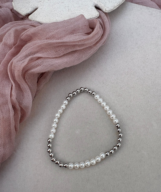 Medium and Small Silver Beaded Bracelet