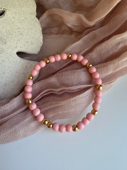 Kids- Pink & Gold Beaded Bracelet