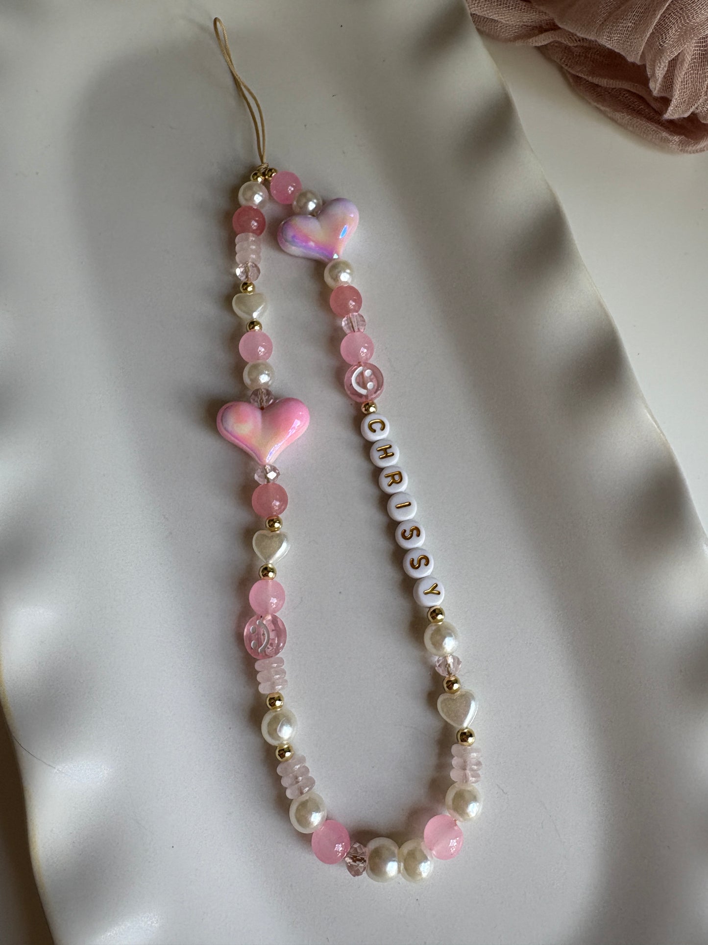 Pink Hearts Phone Strap