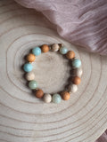 Amazonite, Wood and Fossil Jasper Bracelet